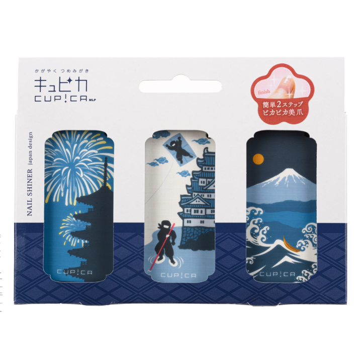 (ARENA) CUPICA SET 3 HỌA TIẾT NHẬT BẢN XANH - DỤNG CỤ ĐÁNH BÓNG MÓNG